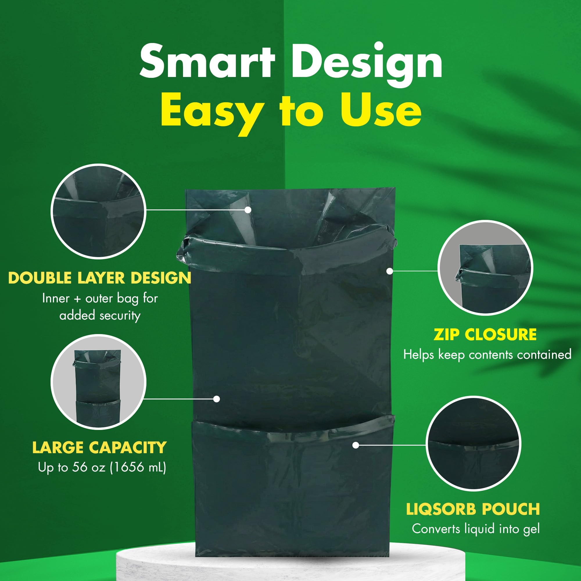 TravelJohn Portable Toilet Waste Bags - 3 Pack - Double Bag Leakproof Design - Inner Bag Gels All Liquid - Camping, Hunting, Hiking, Fishing, and More