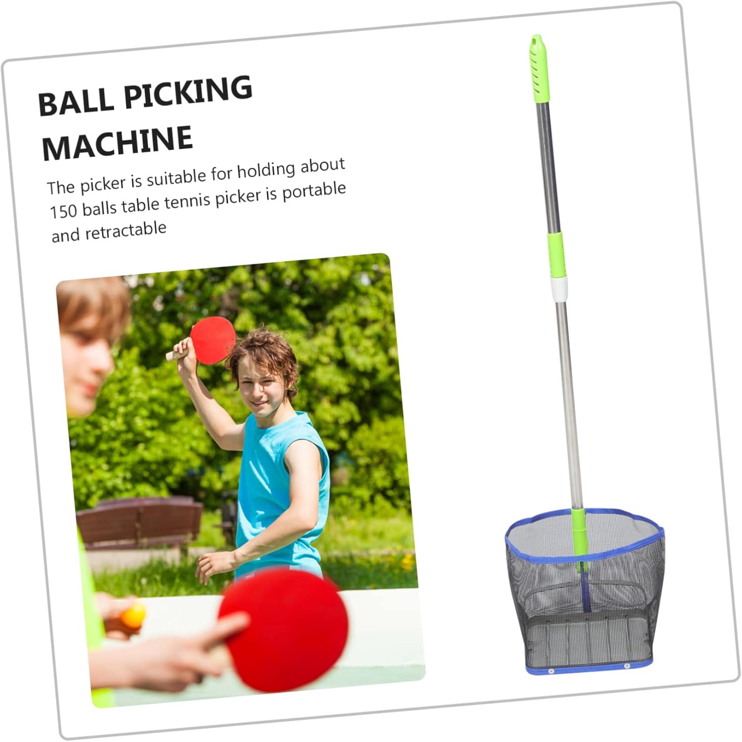 1pc Tennis Ball Picker Portable Basket Telescopic Light Weight for Pong Sports Balls Collector