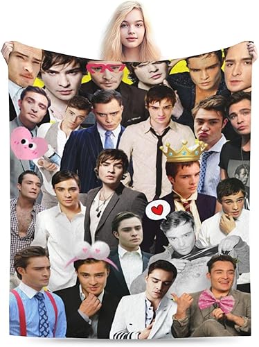 Miniatura 2 de Manta Chuck Bass Ed Westwick suave y cómoda de lana polar para sofá, oficina, coche, camping, yoga, viajes, decoración del hogar, acogedora manta de