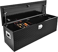 YITAMOTOR 49 Inch Heavy Duty Aluminum Truck Bed Toolbox with Sliding Shelf - Diamond Plate Chest for Pickup Trucks, RVs, Trailers