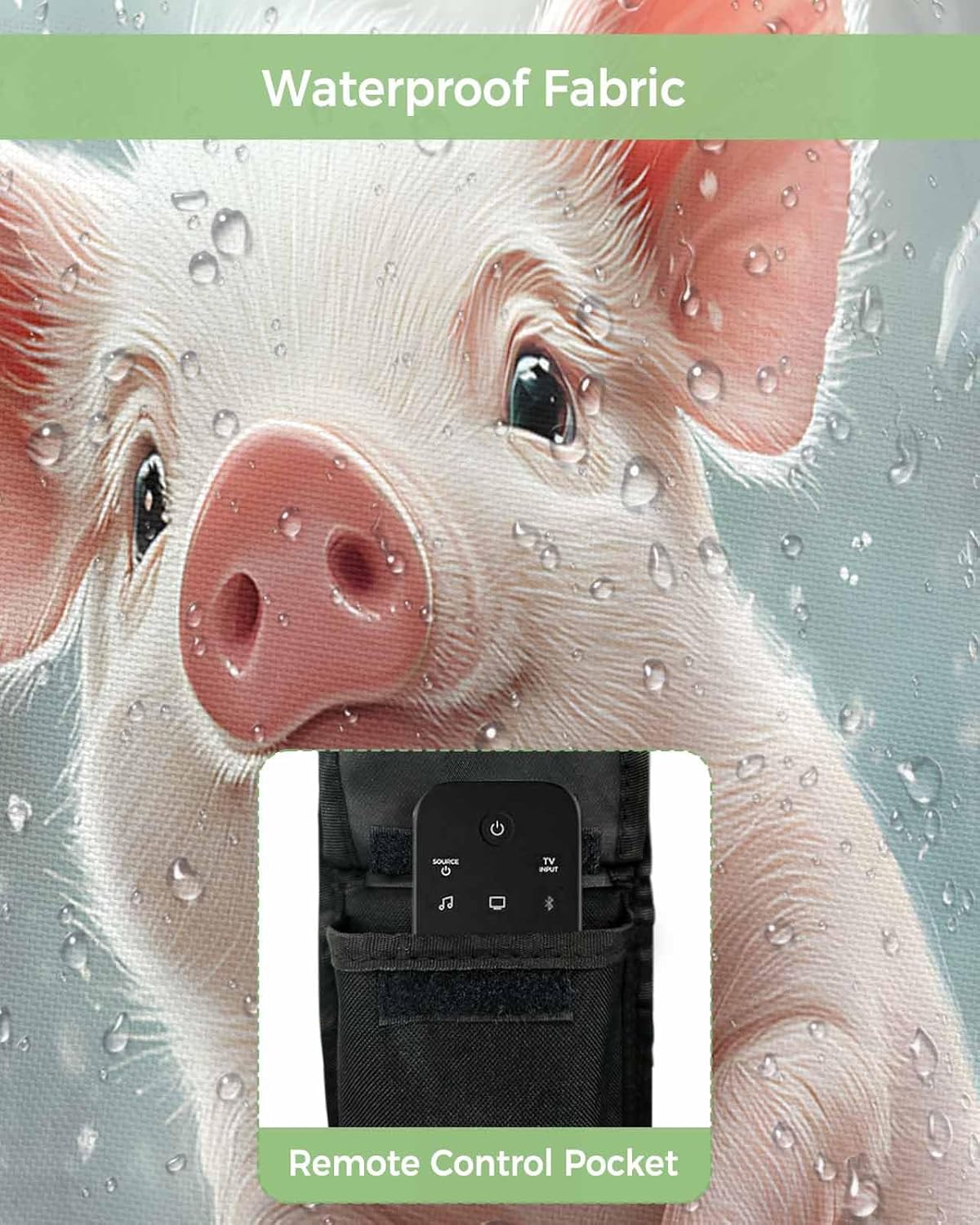 Christmas Pig Teal Outdoor TV Cover 70"-75" - 600D Waterproof TV Cover Weatherproof TV Screen Protector Dustproof Winter Snowy Xmas Tree TV Display Protector for Outside Flat Screen TV