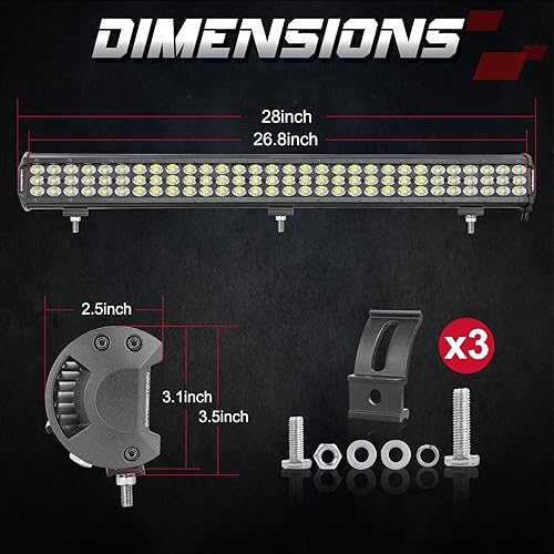 Miniatura 2 de OFFROADTOWN Barra de luz LED de 30 pulgadas, 270 W, haz combinado de haz de luz de triple fila, luz de conducción todoterreno para camión,