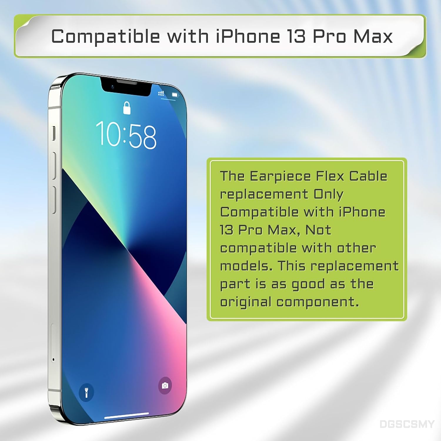 for iPhone 13 Pro Max Earpiece Speaker Flex Cable Replacement 13ProMax OEM Repair Proximity Sensor Connector Complete Fix Tools Kit with Waterproof Sticker for A2641 A2643 A2644 A2645 A2484