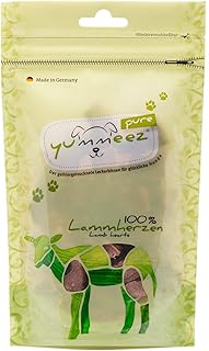 Yummeez pure Lammherzen Dog Treats - Grain-Free and Sugar-Free - Pure Meat Treats for Allergy Sufferers Dogs with Optimal Nutrients and Full Flavour, 35 g (Pack of 1) product image