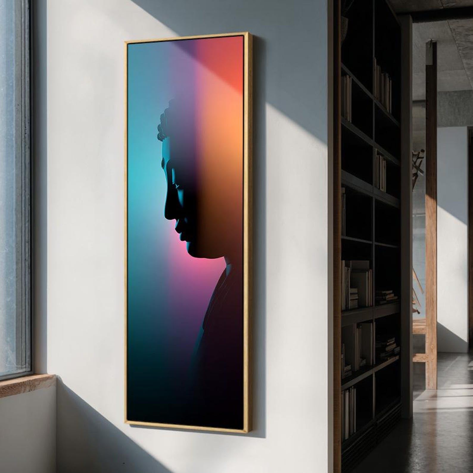 XINBAO Zen Wall Decor, Yoga Studio Decor Canvas, Tall Narrow Meditation Art, Slim Spiritual Piece, Buddha Wall Art Vertical(65x195cm/Frameless)