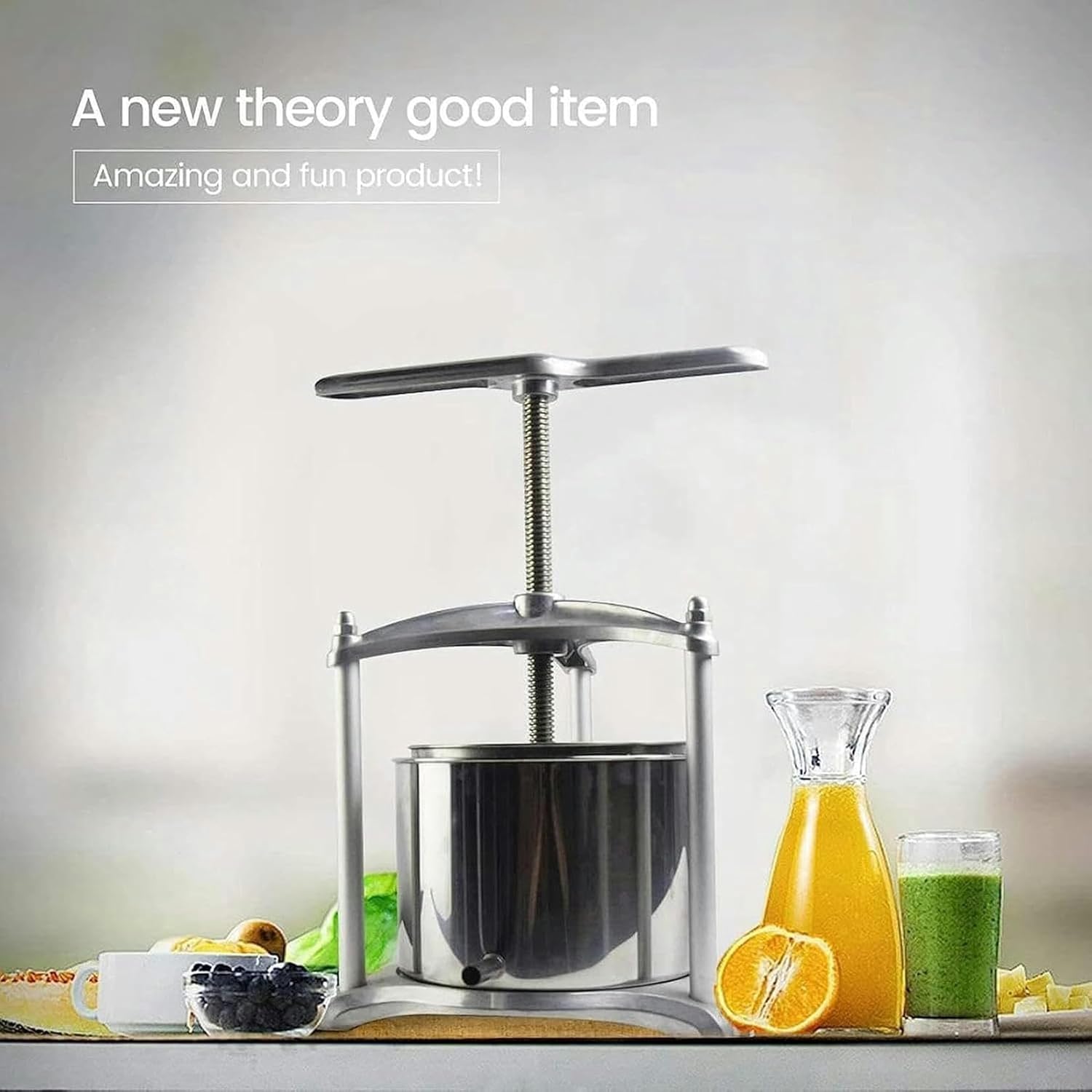 Radial Extractor Grape Press, Manual Wine Grinder, Fruit Wine Press with Triangular Structure and T-Handle for Making Wine