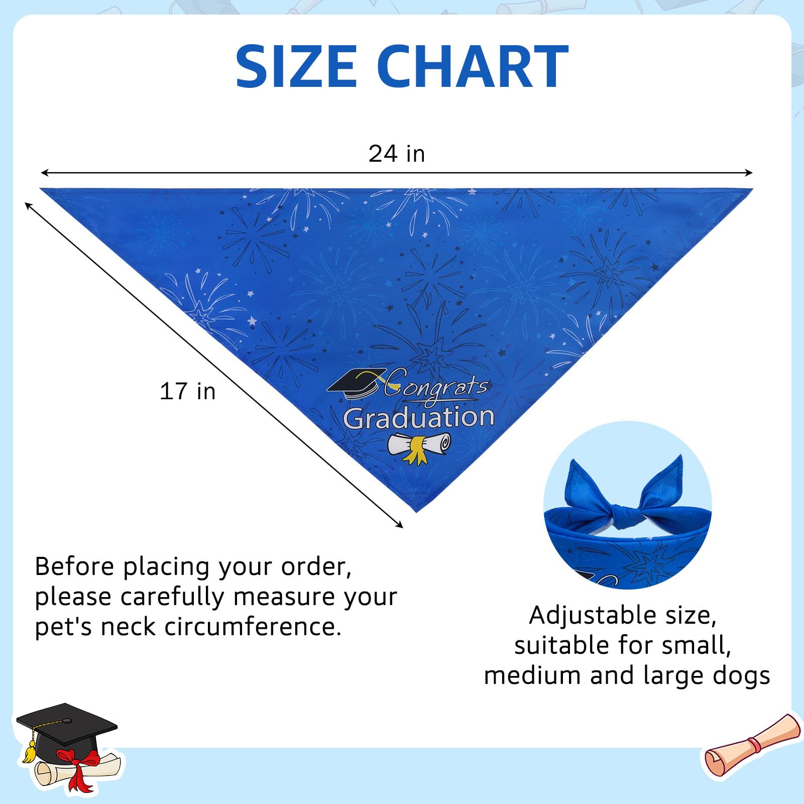 SCENEREAL Lot de 2 bandanas triangulaires réglables pour chiens de petite, moyenne et grande taille, bandanas de vacances pour chien, cadeau de remise de diplôme pour garçon et fille