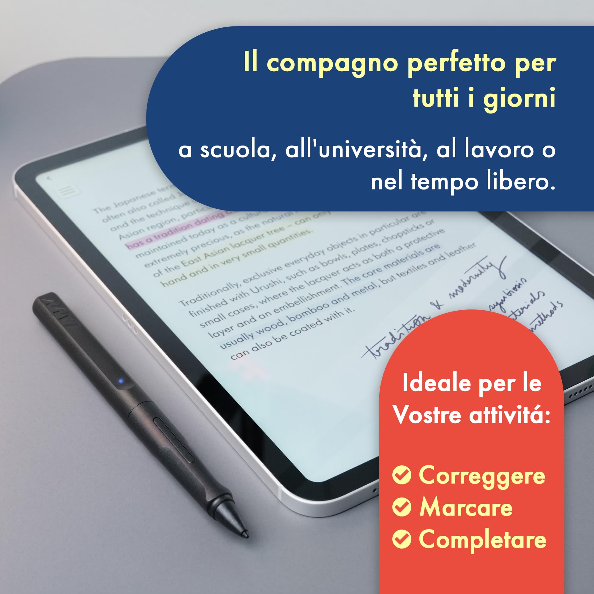 LAMY safari note+ steel black penna iPad - rifiuto del palmo, sensibilità all'inclinazione & impugnatura ergonomica - compatibile con modelli di iPad - durata della batteria ricaricabile fino a 10 ore