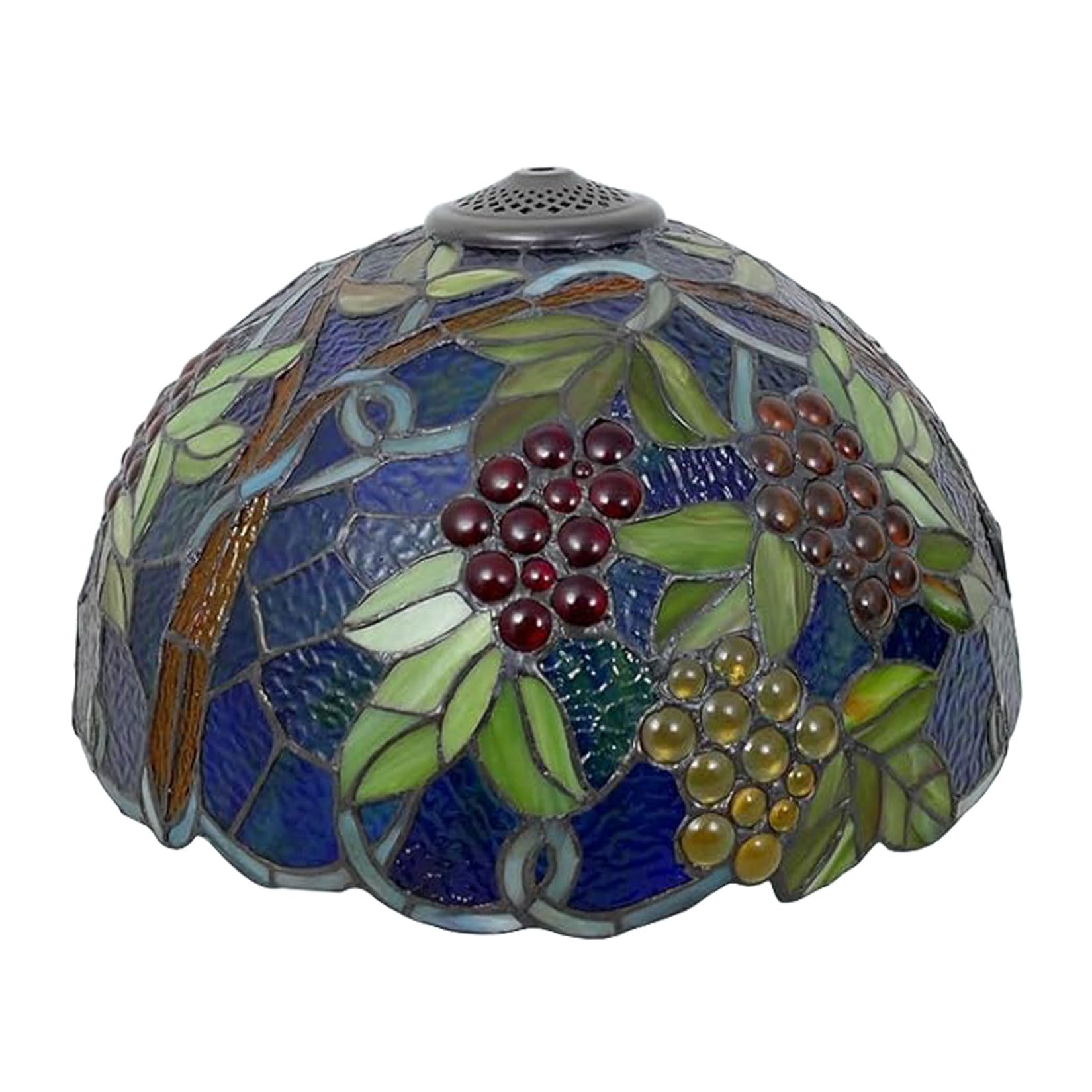 Klosz do lampy Tiffany w stylu winogronowym, ręcznie wykonany, witrażowy, 16-calowy, szeroki, lampa stołowa w stylu vintage, zamiennik klosza do lampy podłogowej, do sypialni,，