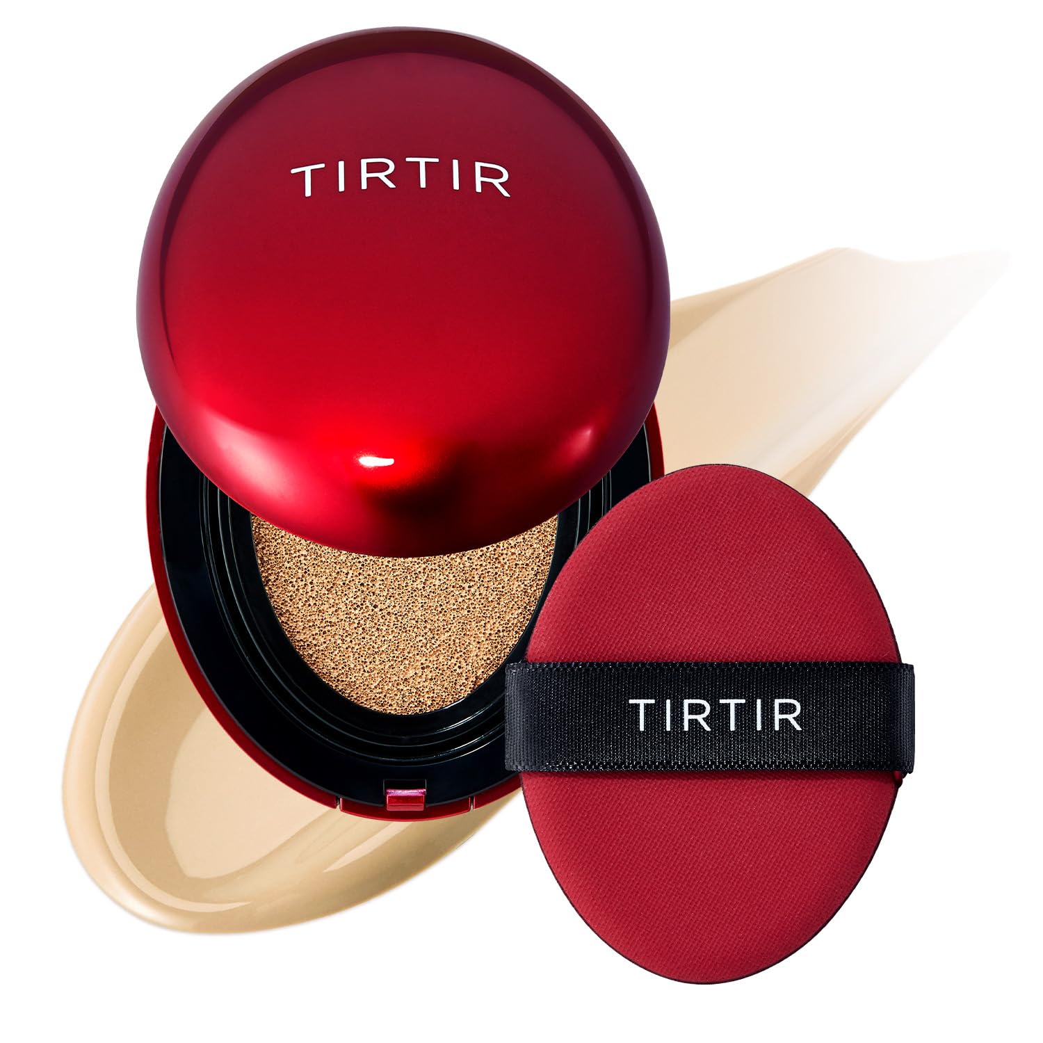 TIRTIR Mask Fit Red Cushion Foundation | Japan's No.1 Choice for Glass skin, Long-Lasting, Lightweight, Buildable Coverage, Radiant Semi-Matte Finish, All Skin Types, Korean Cushion Foundation