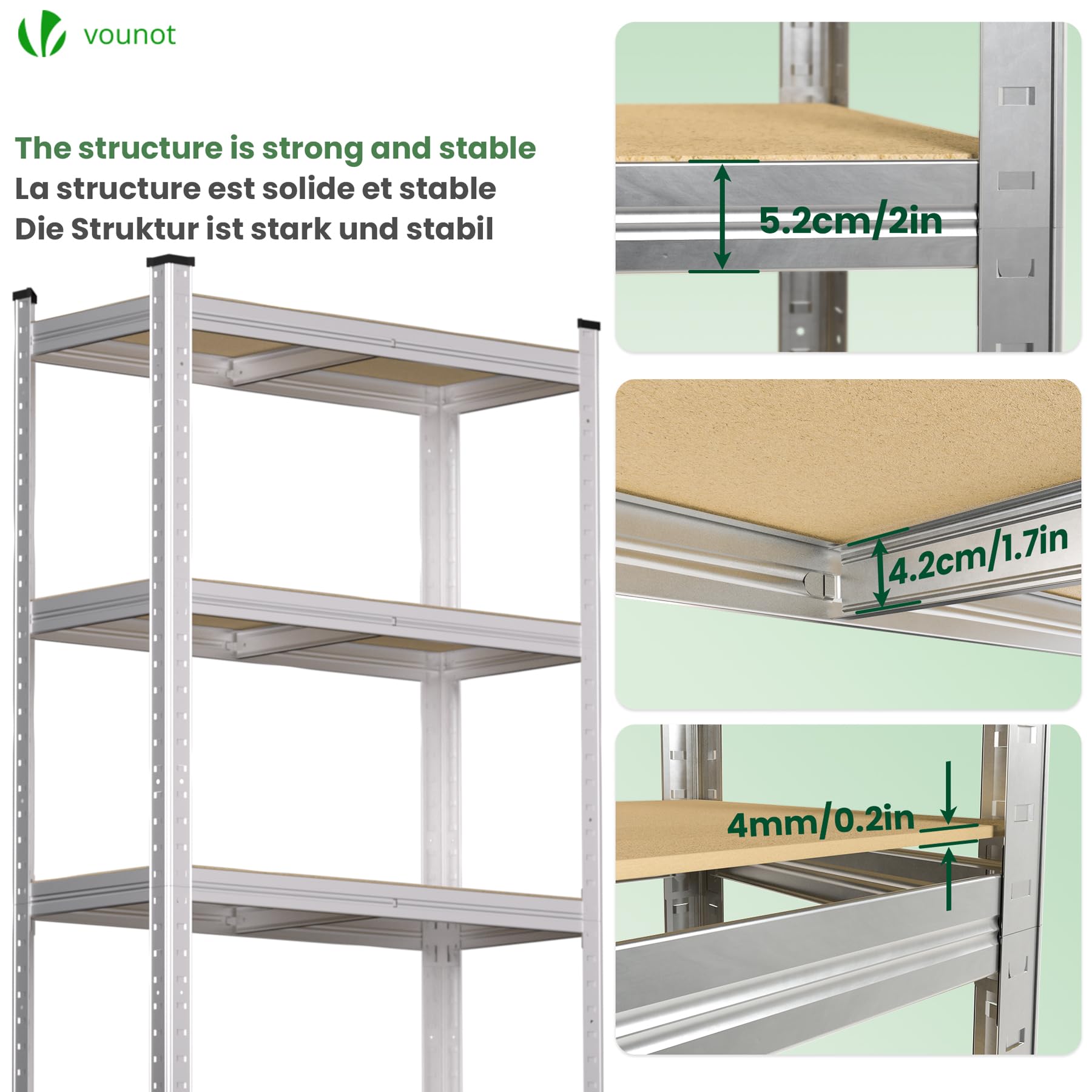 VOUNOT® Set di 2 Scaffale Metallo Garage 70x30x150 cm, Scaffali Carichi Pesante, Scaffalature a 5 Ripiani Capacità 875 kg, per Officina, Magazzino, Ufficio