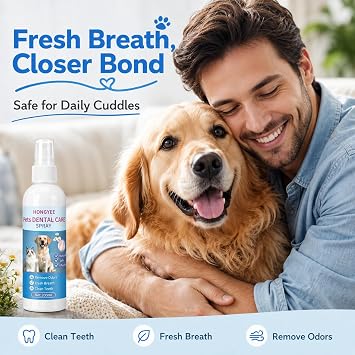 Pet Dog Dental Care Spray for Cats Dogs Breath Freshener Spray, Dog Dental Spray Plaque, Tartar Dental Spray Mint Flavor, no Brushing Required; Easy to use 6.7fl