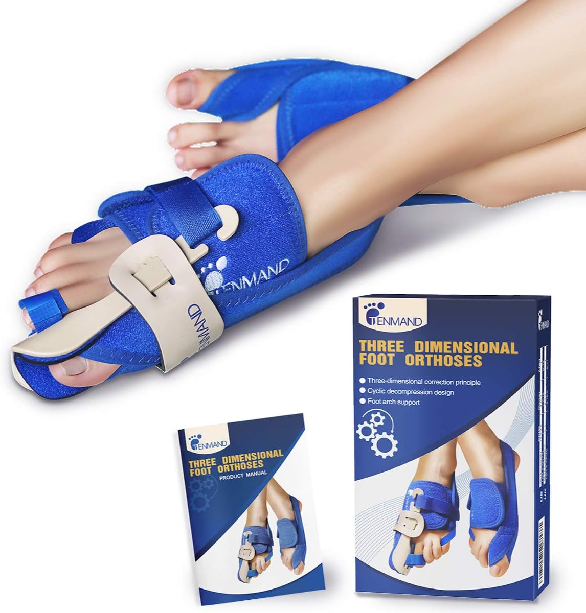 Best Three-Dimensional Orthopedic Bunion Correctors Toe Straighteners Adjustable Bunion Splint Night Time for Big Toe Hallux Valgus Corrector Bunion Relief for Woman and Man (Right, Large)
