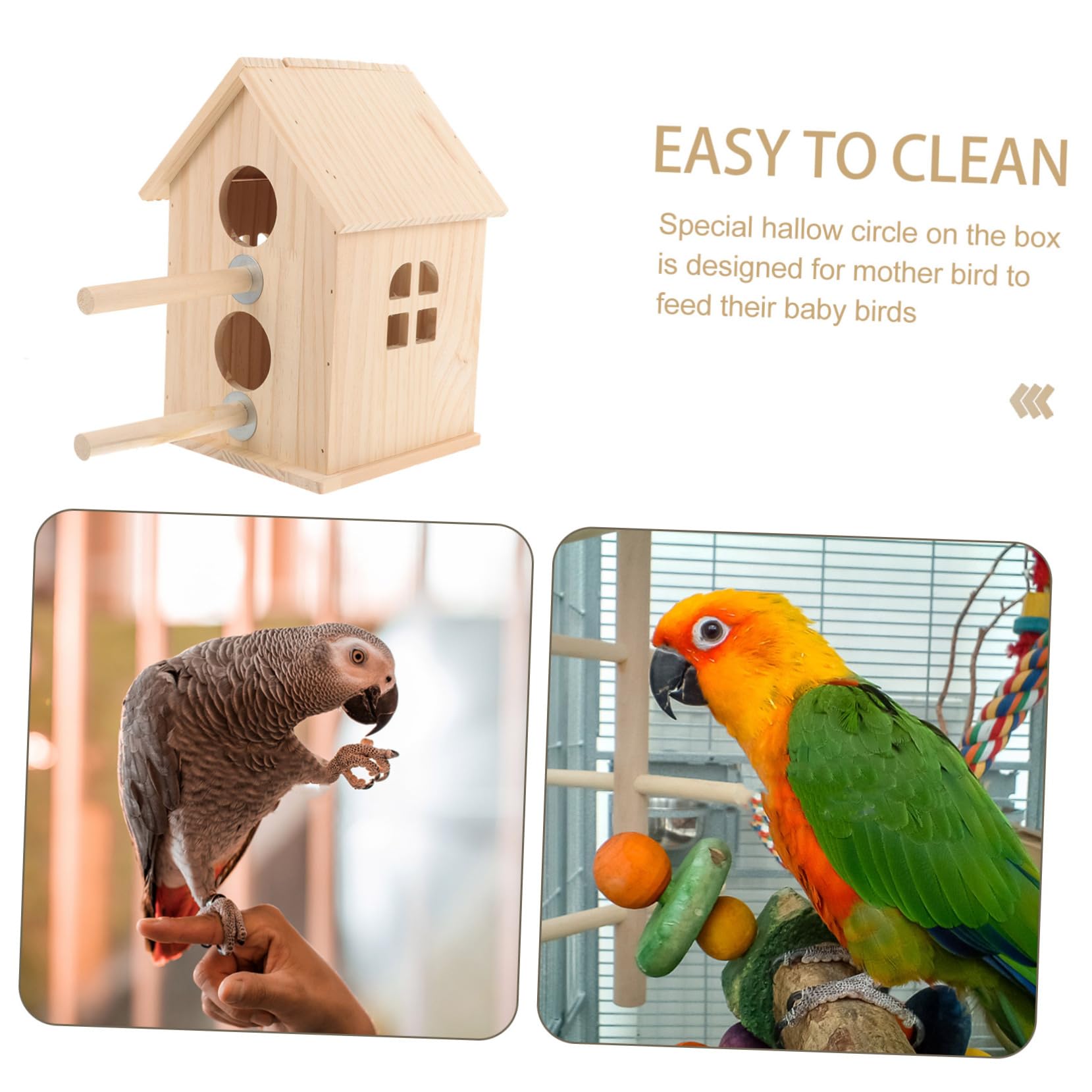 Angoily Caja Terrario De Aves Nido De Pájaro De Madera Criadero De Madera Casa De Pájaros De Madera Juguetes De Aves para Periquitos Pájaro Loro Colgante G5