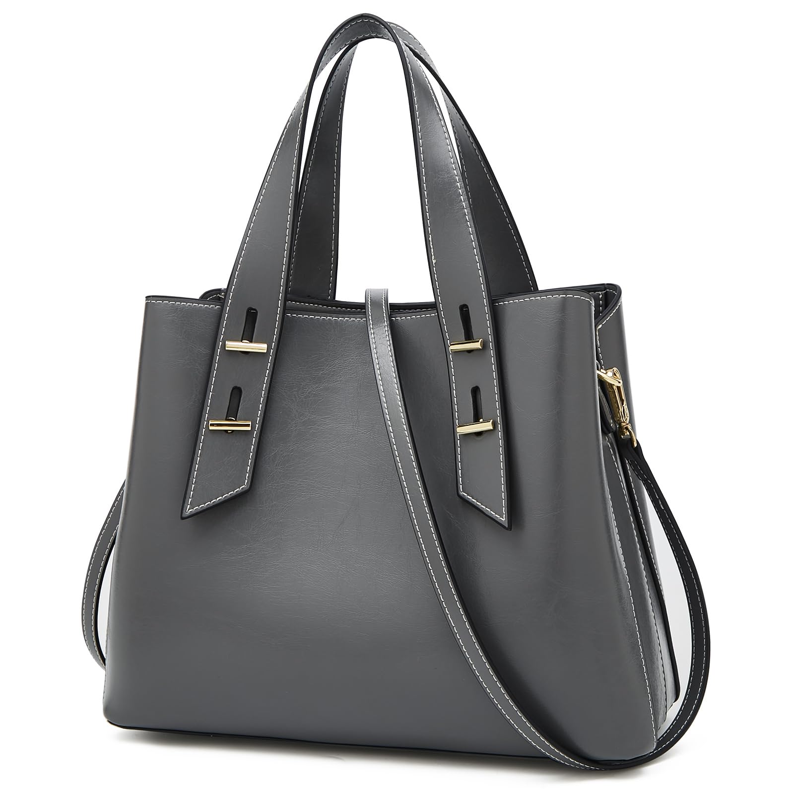 FOXLOVER Crossbody Bags for Women Medium Size Top Handle Purses Oil-Waxed Leather Satchel Handbag Magnetic Zipper