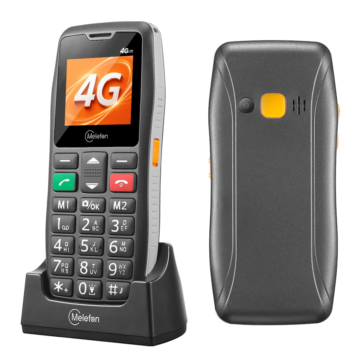 Teléfono 4G para Mayores,Teclas Grandes,SOS,Base de Carga,Fácil de Usar | Cellulare 4G adatto agli anziani,con volume alto,composizione rapida con un tasto,doppia ricarica grande e sblocco scorrendo