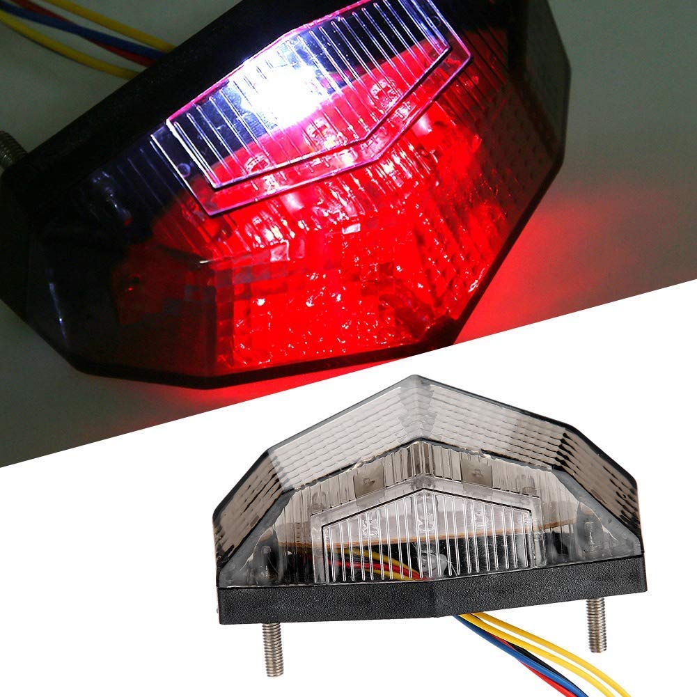 Ashata feu arrière Moto LED arrière stroboscopique plaque d'immatriculation voyant d'arrêt frein Ashata feu arrière Moto LED arrière stroboscopique plaque d'immatriculation voyant d'arrêt frein