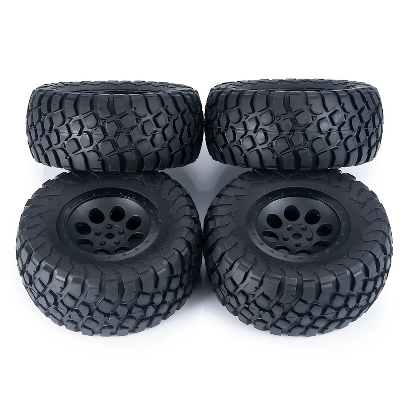 RC Pneus Jante Compatible avec Slash pour VKAR 10SC 1/10 RC, Pièces De Mise À Niveau De Voiture De Course Courte, 4 Pièces, Pneus en Caoutchouc 110x47mm, Jeu De Jantes en Plastique