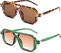 Vista 182 de Feisedy - B2622 - Lentes de sol estilo aviador, cuadrados, clásicos de los años 70, unisex, con montura clásica retro y elegante, UV400 Marco