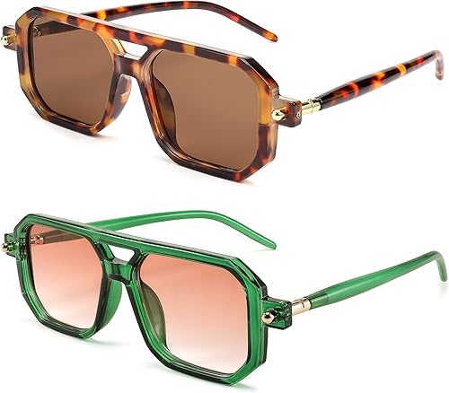 Miniatura 182 de Feisedy - B2622 - Lentes de sol estilo aviador, cuadrados, clásicos de los años 70, unisex, con montura clásica retro y elegante, UV400 Marco