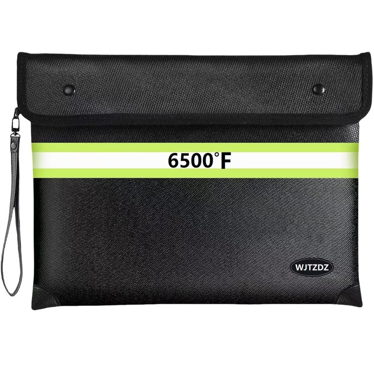 6500°F Fireproof Document Bag,Upgraded Fireproof Money Bag with Waterproof Zipper,10 Layers Heat Insulated Materials/Reflective Strip with Handle for Important Documents