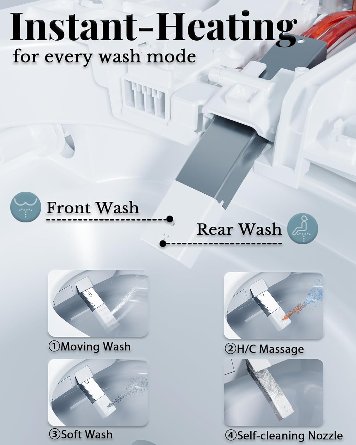 Smart Toilet with Bidet Built In, Auto Open/Close Lid & Seat, Microwave Sensor, Auto Flush, ADA Comfort Height One Piece Elongated Toilet with Tank, Heated Seat, Warm Water & Air Dryer