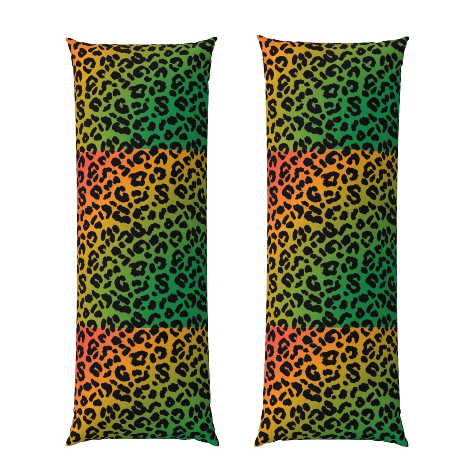 Long Pillowcase 20x54, Rasta Flag Color Cheetah Leopard Print Floral, Soft Velvet Pillow Cover with Hidden Zipper, Plush Cushion Protector for Bedroom Sofa Couch Sleeping