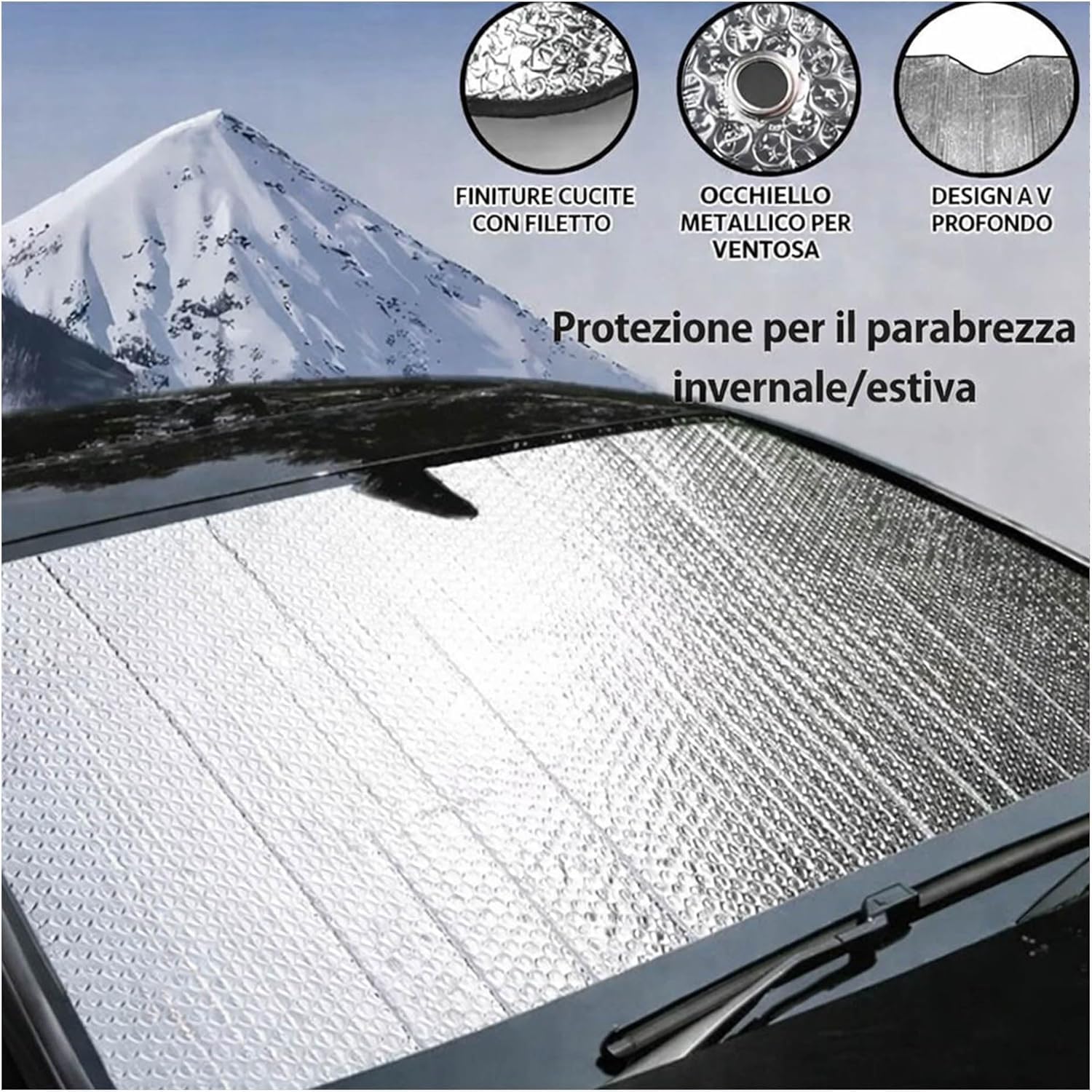 Parasole Auto Parabrezza Interno Pieghevole (130 * 60) – Protezione Sole UV, Riduce Calore, Adatta per La Maggior Parte dei Veicoli (Argento 130 * 60)