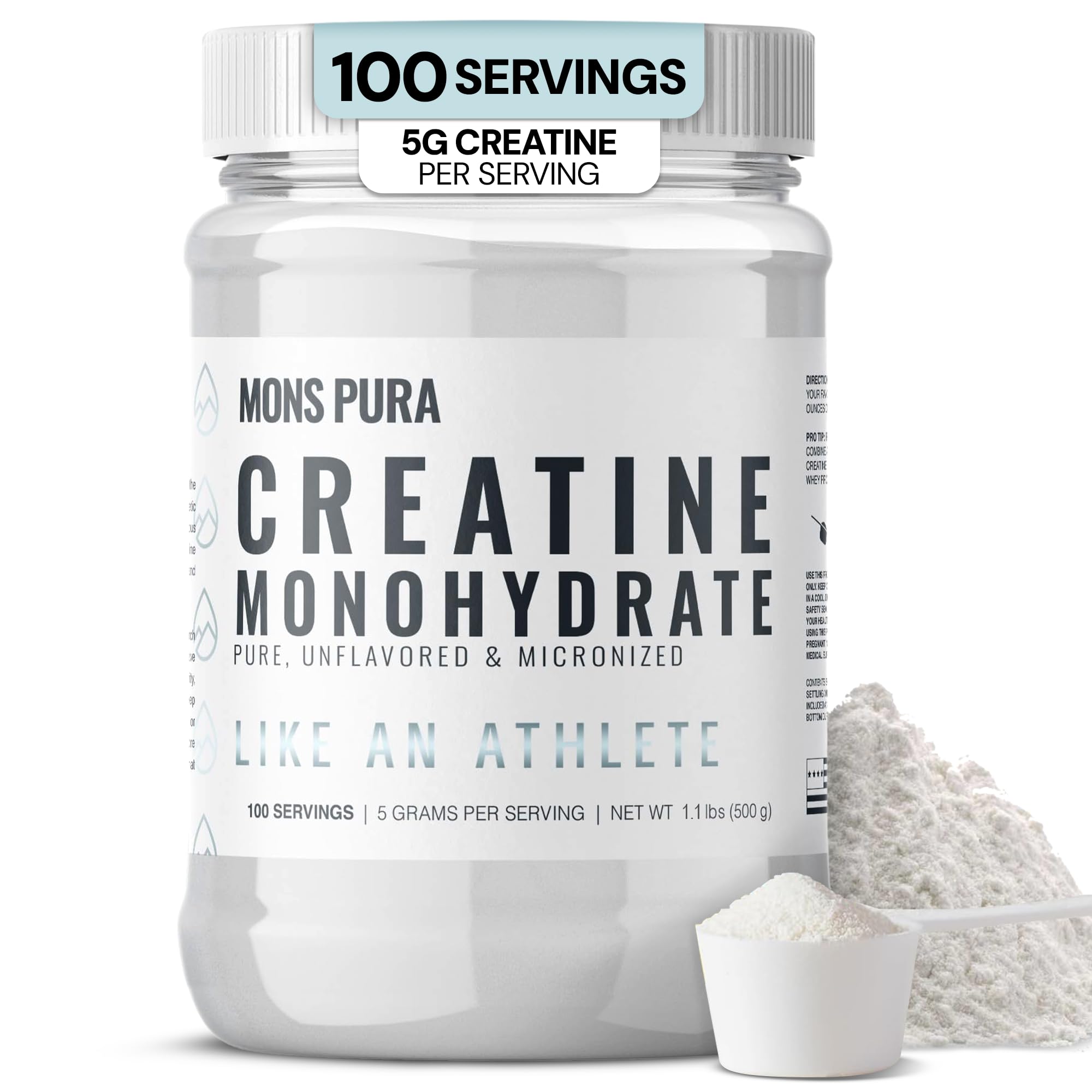 Micronized Creatine Monohydrate Powder, Unflavored, 500g