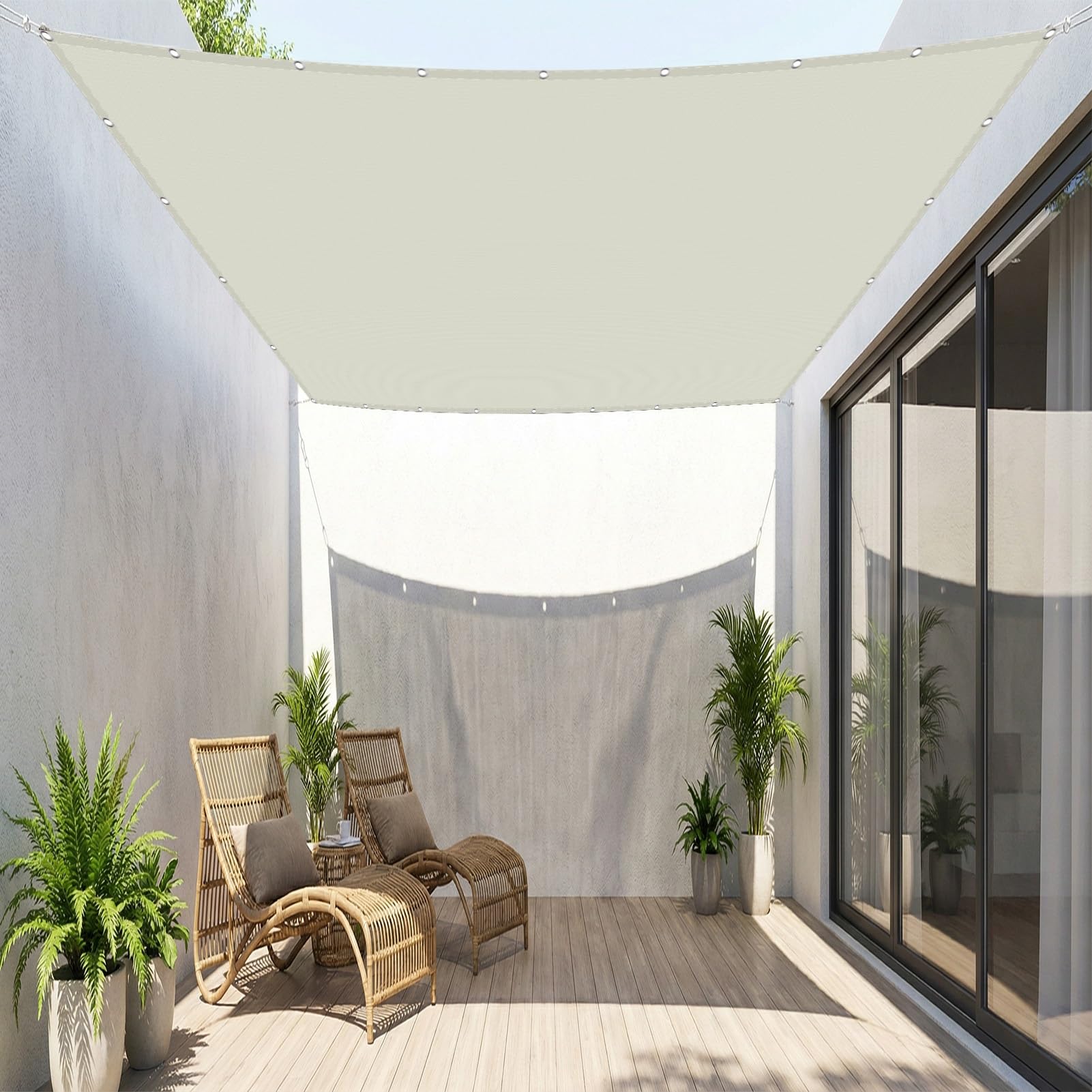 Sun Shade Sail 1.5 x 3 m Waterproof 95% UV Block Sunscreen Awning Canopy Privacy Protection Sun Shades for Party Pergola Balcony, off white