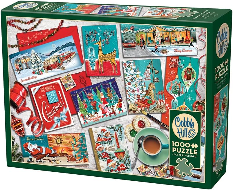 Miniatura 4 de Cobble Hill - Rompecabezas de 1000 piezas – Saludos de temporada de mediados de Mod – Póster de muestra incluido