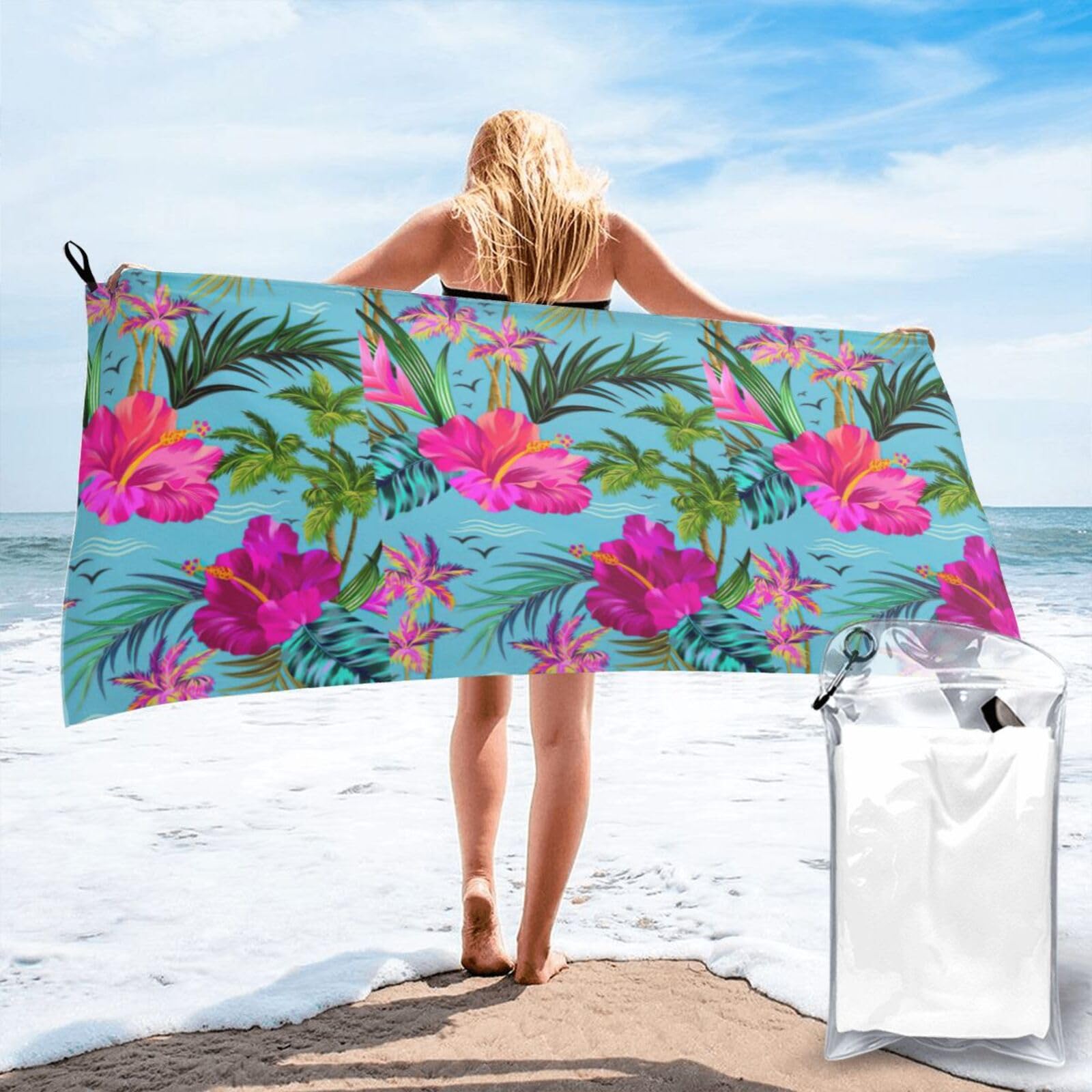 WYCZHY Hello Hawaii Print Beach Towel Soft Quick Dry For Spa Pool Gym Vacation Travelers Women Men Adults Sauna Gift