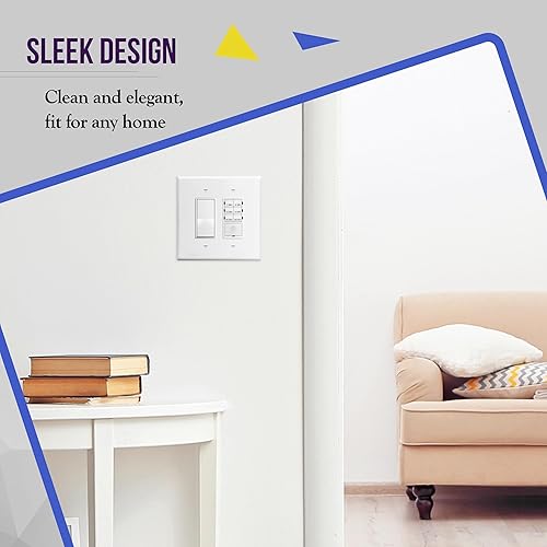 Miniatura 4 de ENERLITES - Cubierta decorativa de interruptor doble, placa de pared de dos salidas, 2 bandas de gran tamaño, 5.50 x 5.50 pulgadas, termoplástico de