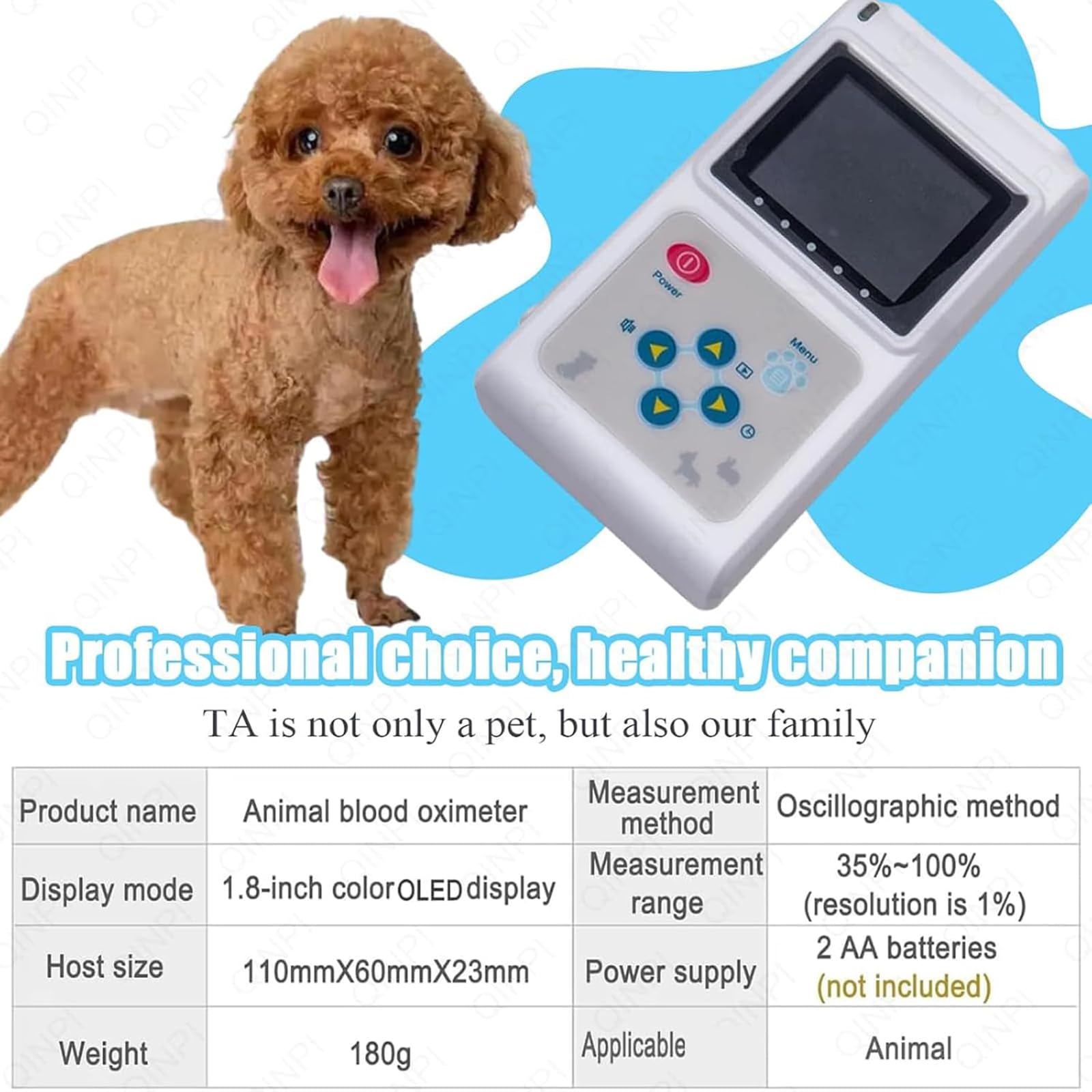 Oxímetro Veterinario Portátil, Veterinario Veterinario De Pulso De Pulso Con Sonda Y Cable USB, Monitor De Frecuencia De Pulso Del Sensor De Oreja/lengua, Almacenamiento Y Función De Reproducción