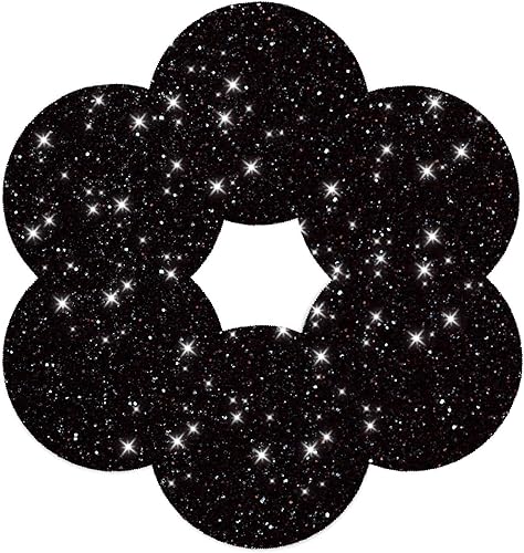 Juego de 4 manteles individuales negros de cuero brillante con purpurina de 15.4 pulgadas para decoración de fiestas, bodas, día de Acción de