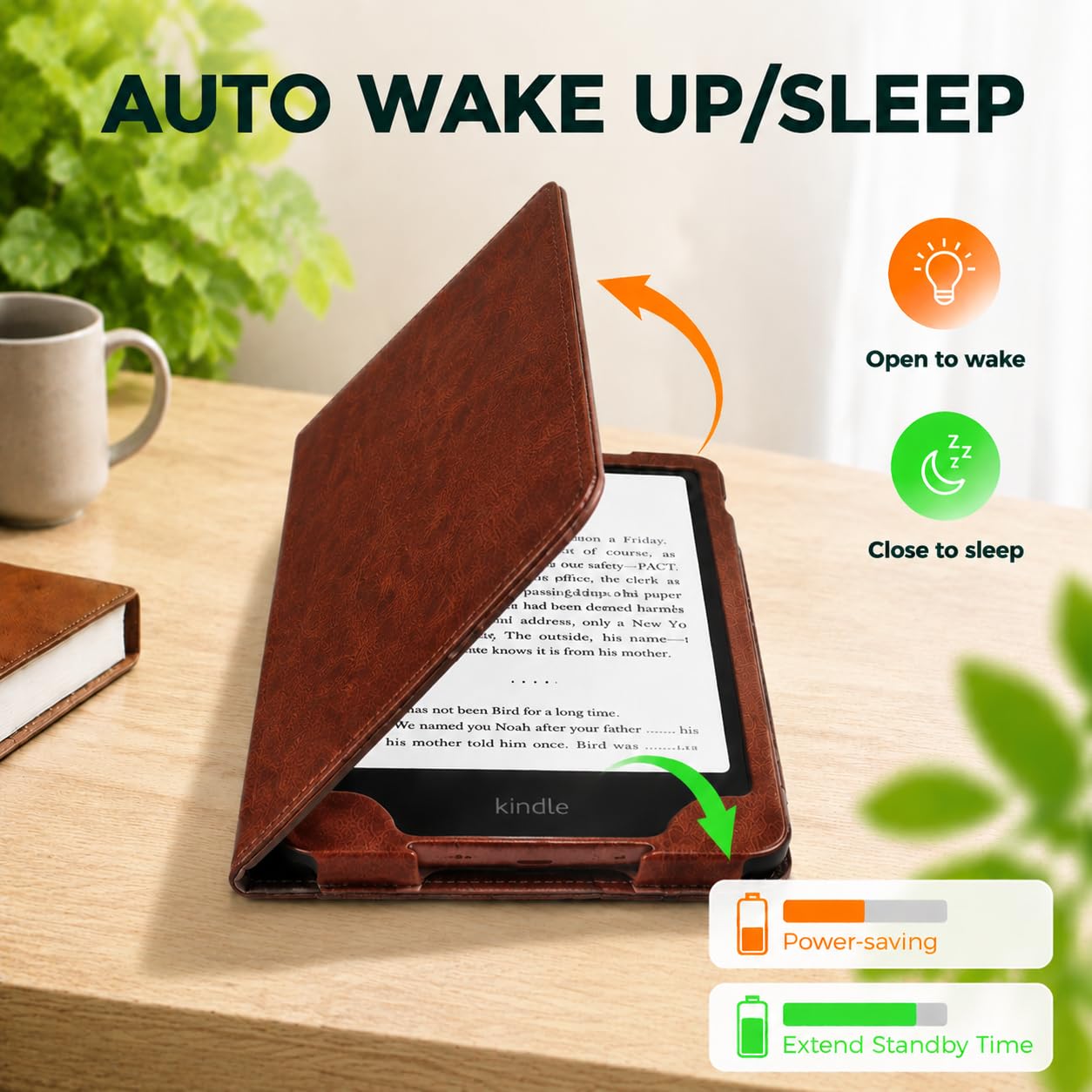 Schutzhülle mit Standfunktion für Kindle Paperwhite (12. / 11. Generation 2024/2021) und Kindle Colorsoft Signature Edition, schmal, strapazierfähig, PU-Leder, Handschlaufe, automatische Wake