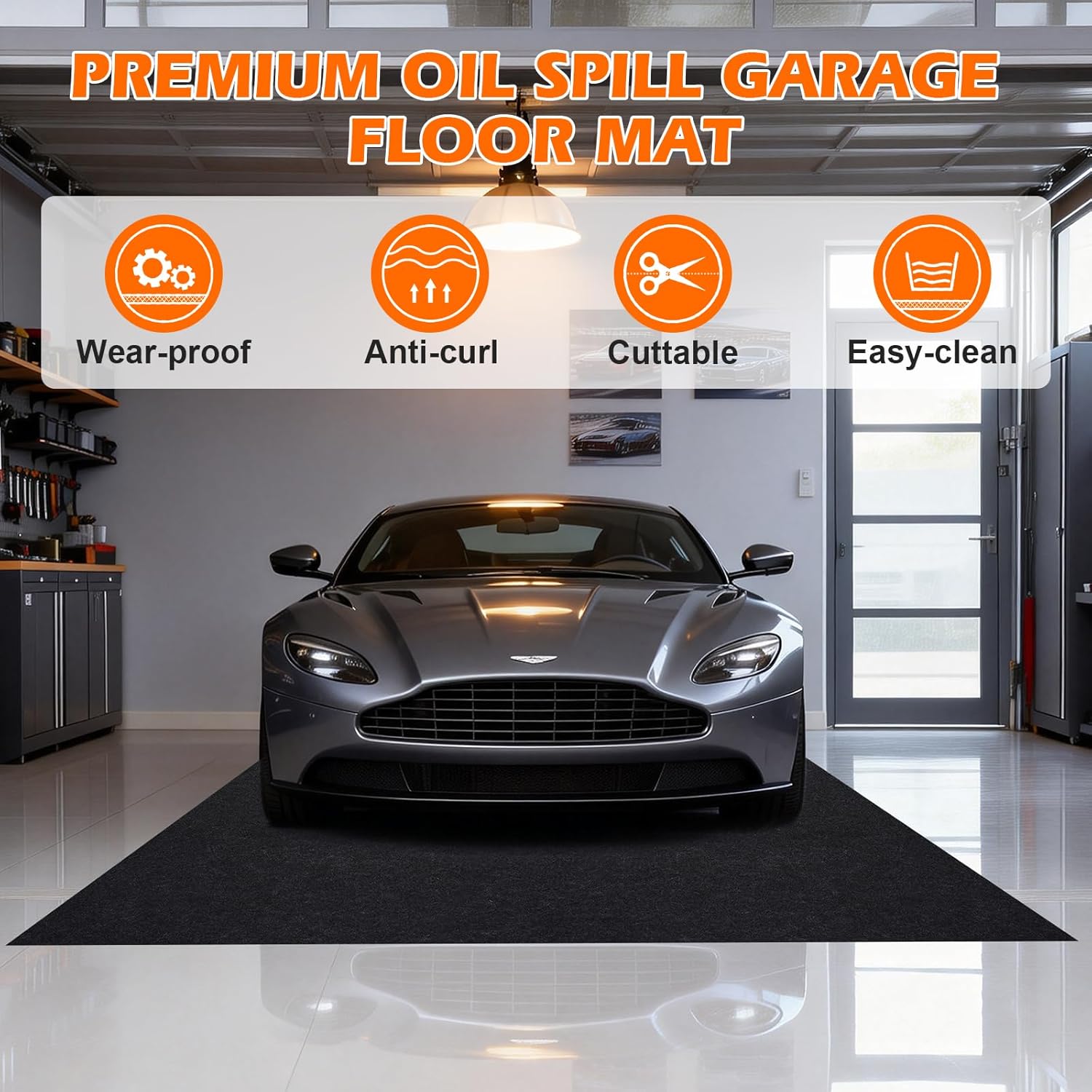 6.6'x 8.5' Garage Floor Mat & Oil Spill Mat, Heavy Duty Under Car Mat for Garage & Driveway, Protects Against Oil, Chemicals & Stains with TPE Anti-Leak Backing, Reusable & Washable - Image 4