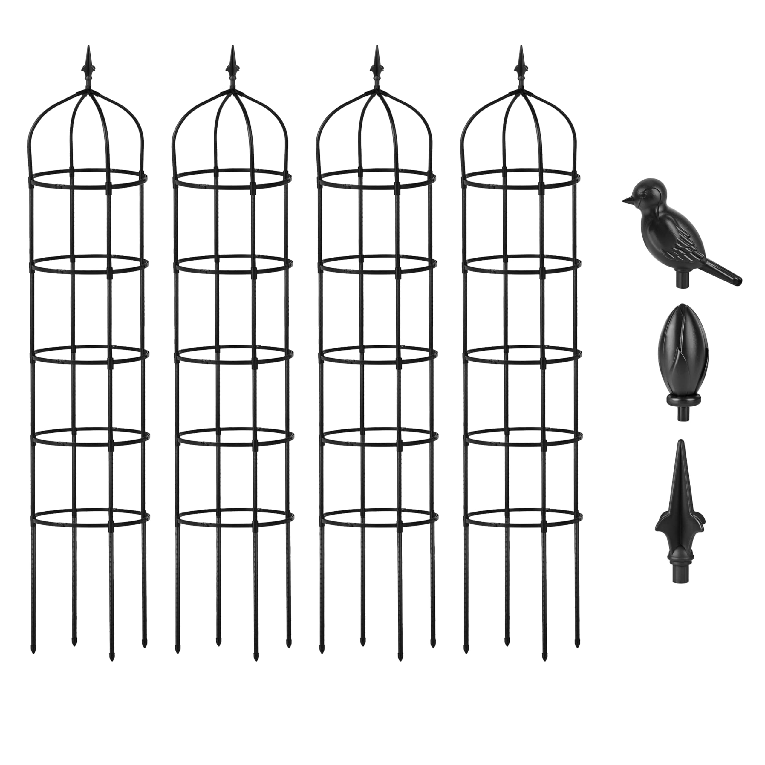 6.7 Feet Garden Trellis for Climbing Plants,4pcs Metal Garden Obelisk Trellis,Tall Tower Obelisk Climbing Plant Support,Rustproof Cucumber Trellis for Indoor&Outdoor