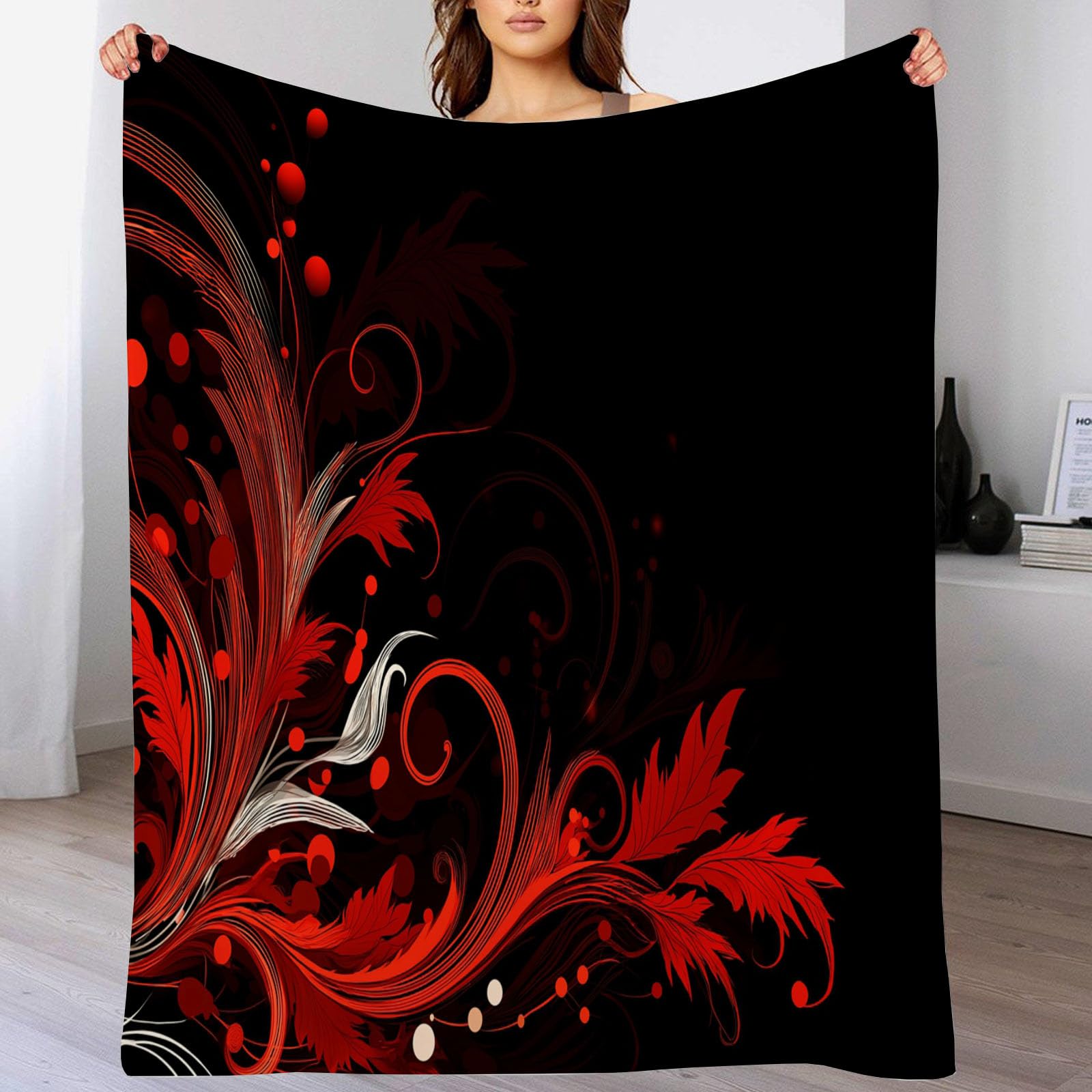 Couverture en flanelle rouge pour cocooning salon et extérieur