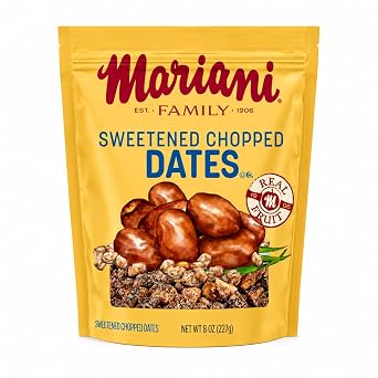 Mariani Sweetened Chopped Dates, Ready for Baking & Cooking, Naturally Sweet Fruit Pieces, Resealable Bag, 8 Ounce