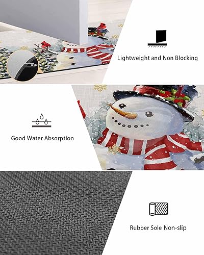 Miniatura 3 de Winter Snowman Bath Mat for Tub,Non Slip Bathroom Floor Runner Rug Quick Dry & Absorbent Diatomaceous Earth Shower Sink Bedroom Kitchen Washable