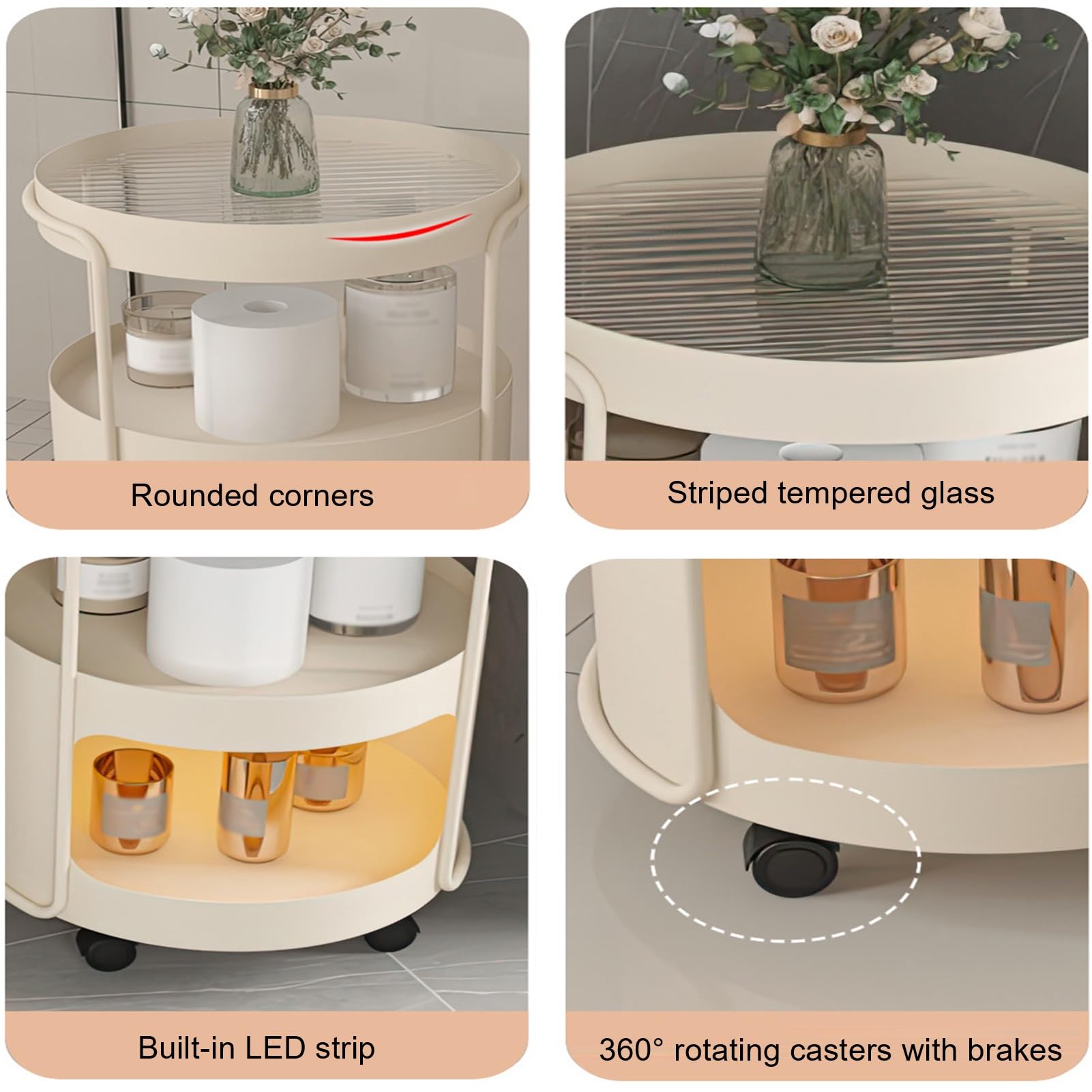 Carrello portaoggetti mobile a 2 livelli, tavolino in metallo con ruote, organizer da pavimento stretto per cucina e lavanderia, scaffale versatile per piccoli spazi