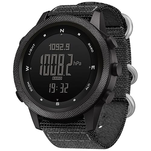 NORTH EDGE Military Watch for Men Large Face Tactical Survival Digital Wrist Watch with Altimeter, Compass, Barometer, Waterproof, Pedometer for Outdoor Sports & Hiking (Apache)