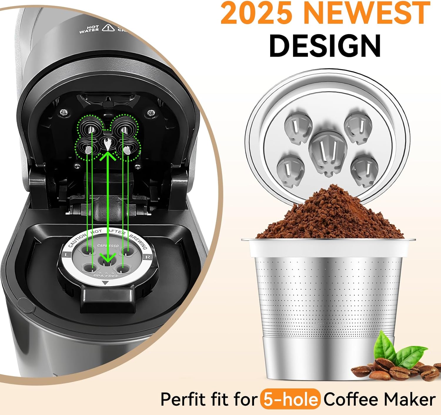 2 Pack Reusable K Cups for Keurig & 2 Tablespoon Coffee Scoop: 2025 Updated My K cup Metal Coffee Filter Refillable Coffee Pods with 5 Holes - for K Supreme/K Slim/K-Duo Gen2/K-Brew Chill