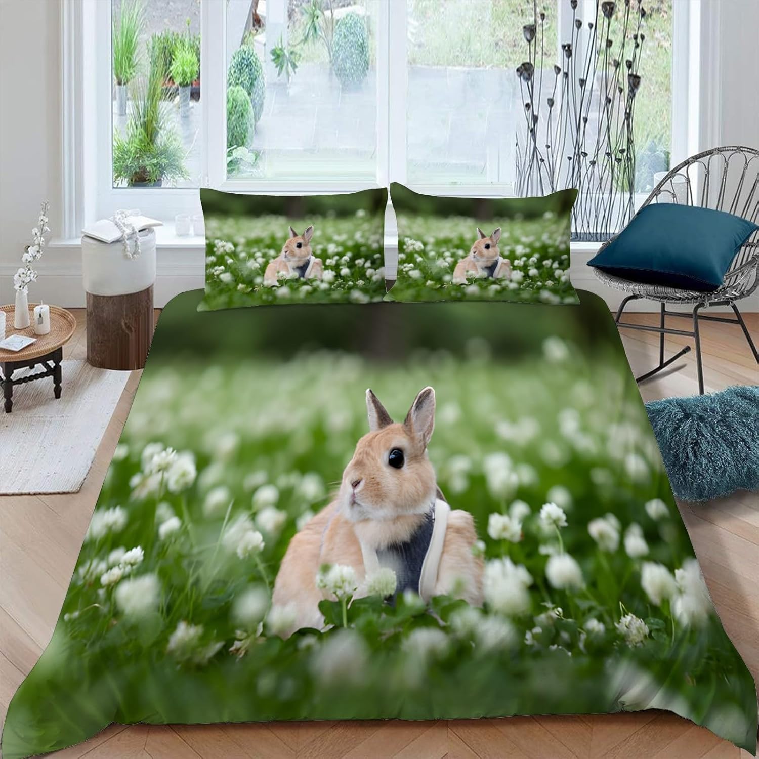 Housse de couette 220x240 lapin pour créer une ambiance nature dans la chambre