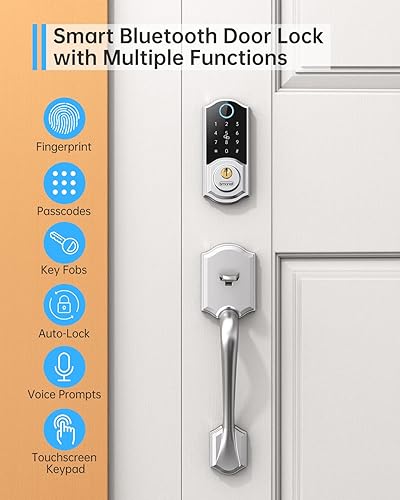Miniatura 4 de Smart Front Door Lock Set SMONET Keyless Entry Door Lock with Handle Fingerprint Smart Deadbolt Auto Lock Function and Simple Installation Passcode