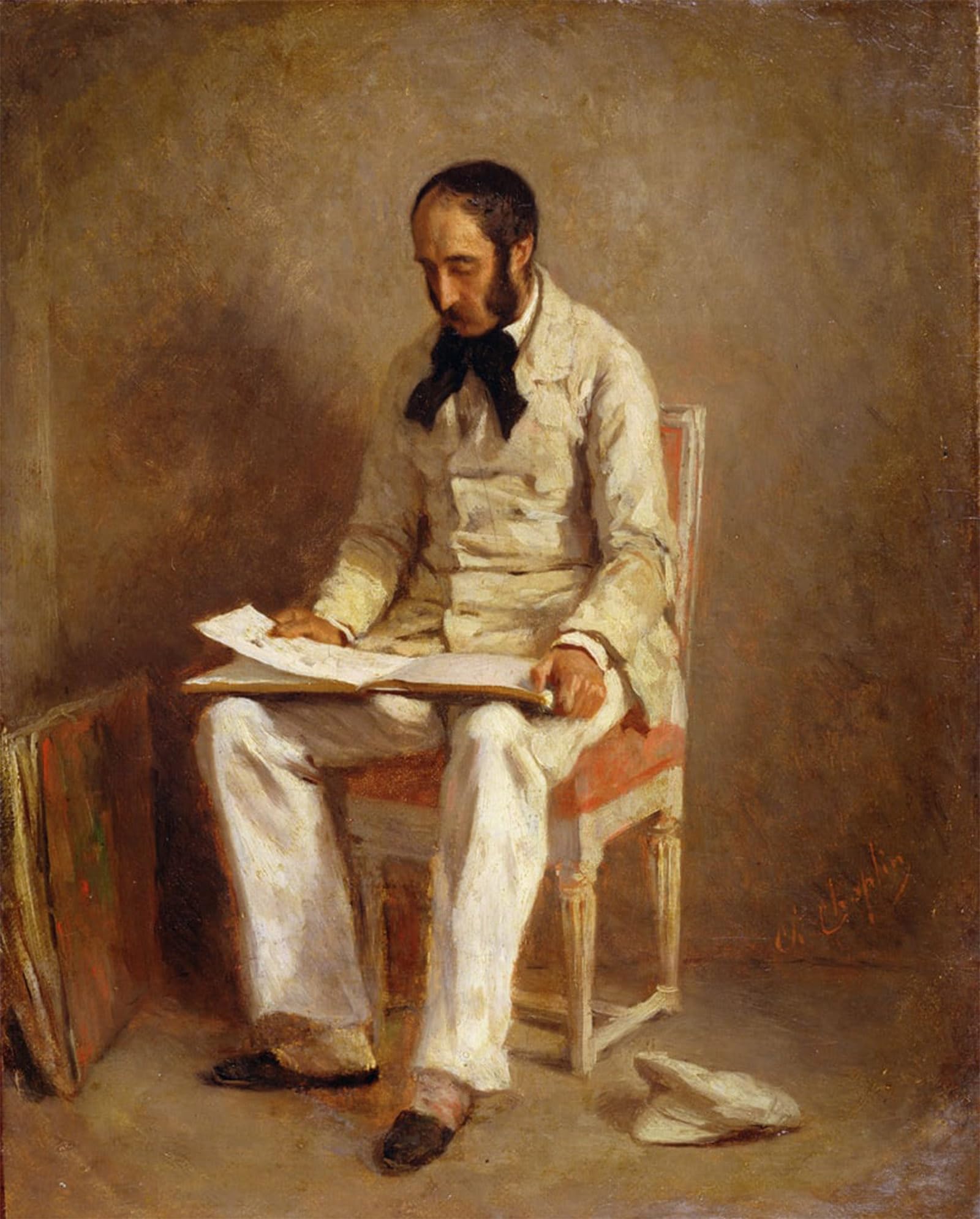 ARTXLXXBN Famous Prints Artwork Pictures Poster Painting Art Portrait of Ernest Aime Feydeau by Charles Joshua Chaplin Artwork Landscape Pictures for Home Decor 60x90cm