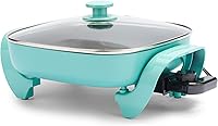 GreenLife 12-Inch 5QT Ceramic Nonstick Electric Skillet - PFAS-Free, 5-in-1 Versatile Cooker, Glass Lid, Turquoise