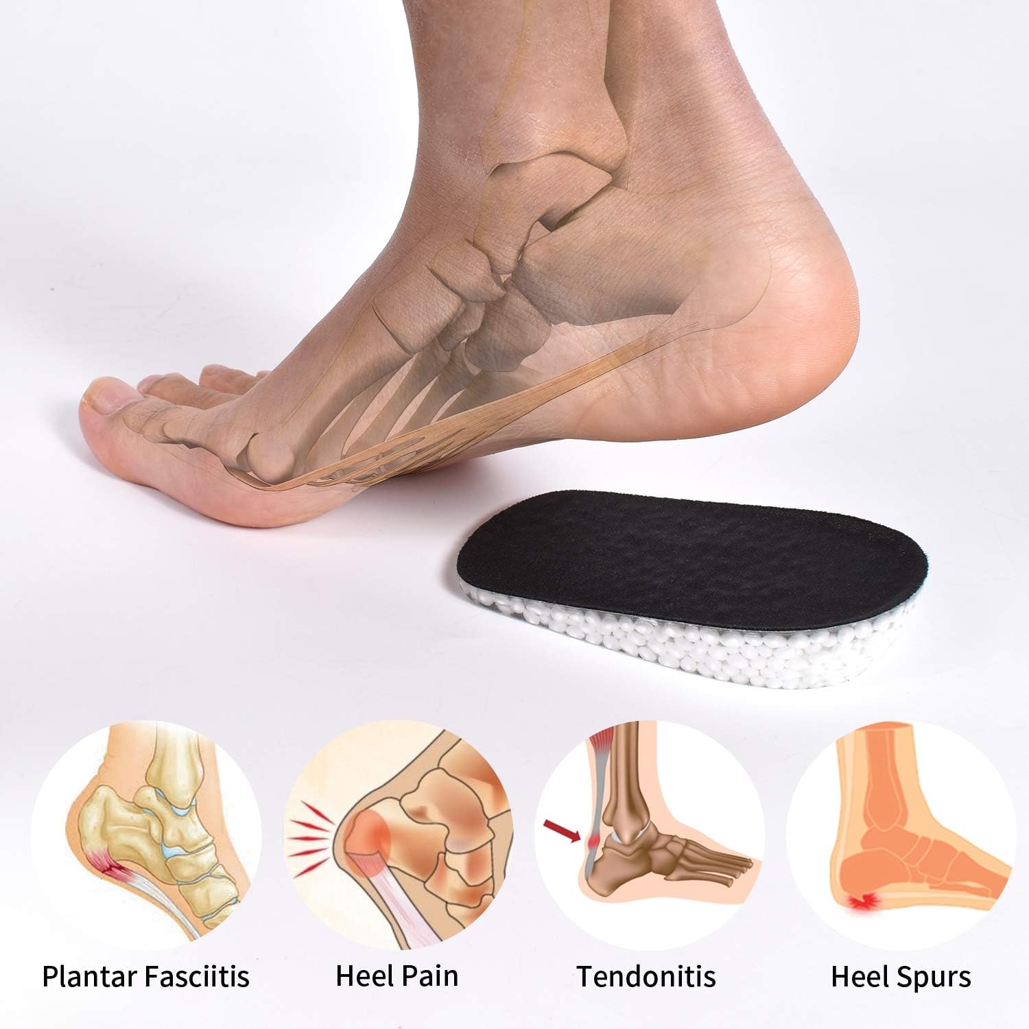 Heel Cushions and Cups for Plantar Fasciitis【2021 Updated Version】Silicone Heel Cup Pads for Bone Spurs Pain Relief (Gray-Pop, W 7-9.5 / 10-13) : Health & Household