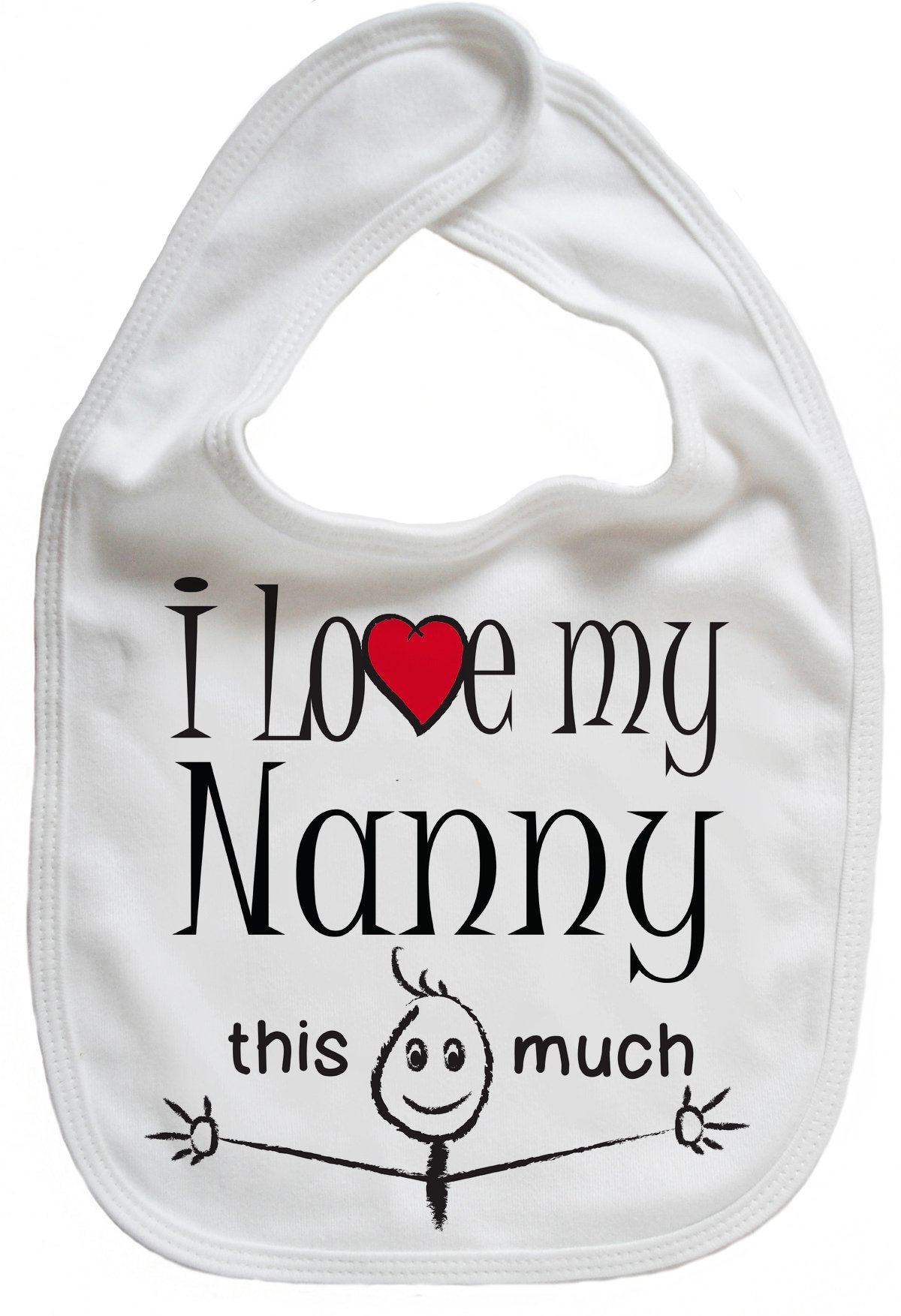 Image is Everything IiE, I Love My Nanny This Much, Grandson Granddaughter Baby Unisex Soft Cotton Feeding Bib, White